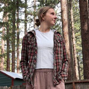 Hurley Hooded Flannel Shirt Jacket Plaid Women's Medium